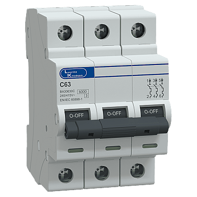 BA30630C - 63A, 6kA, C, 3P MCB, Otomatik sigorta - 1