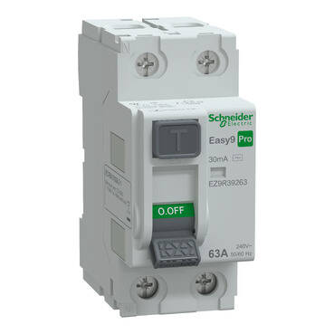 EZ9R39263 - Easy9 Pro RCCB 2P 63A 30mA AC-Type 240V - 1